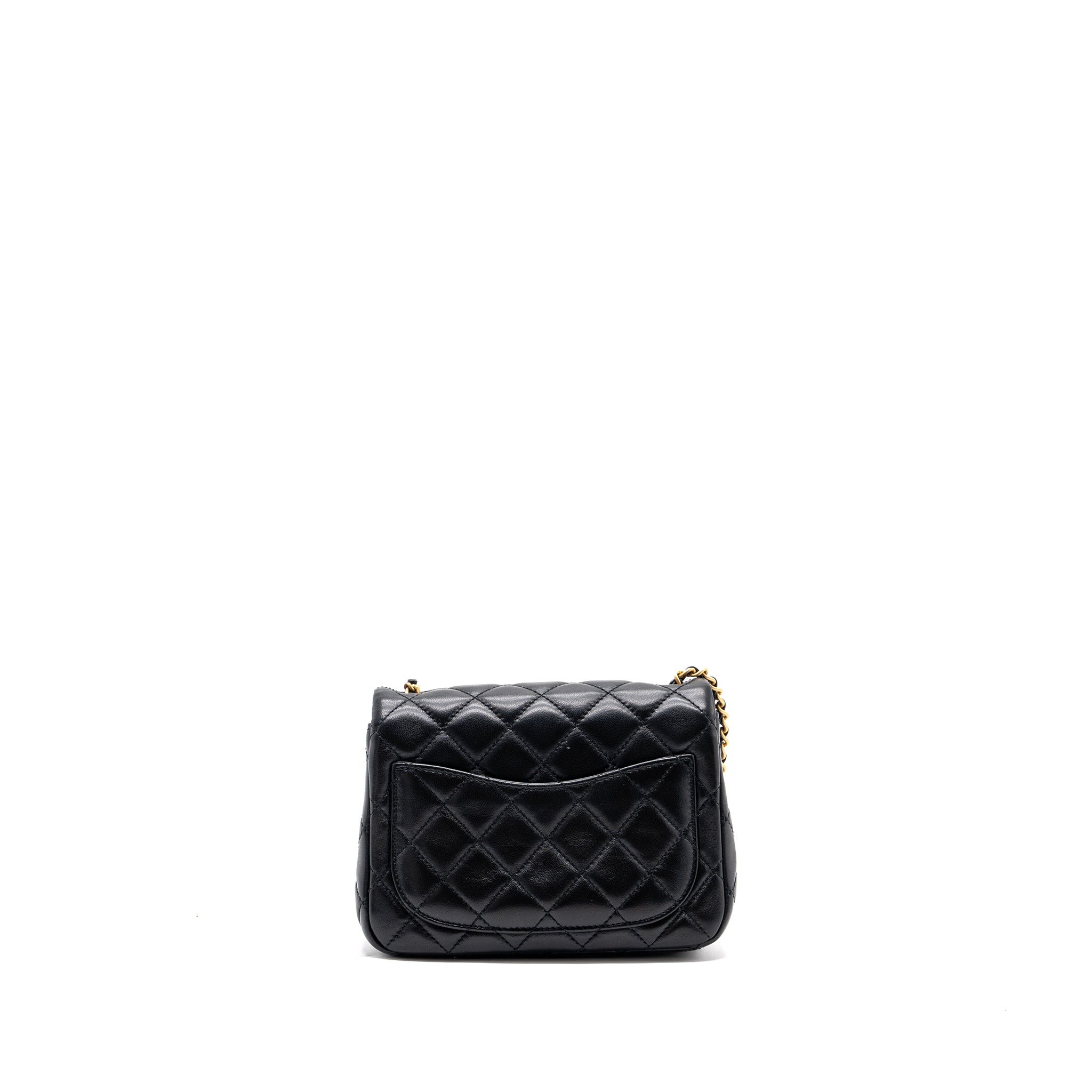 chanel pearl crush mini square flap bag lambskin black  (microchip)