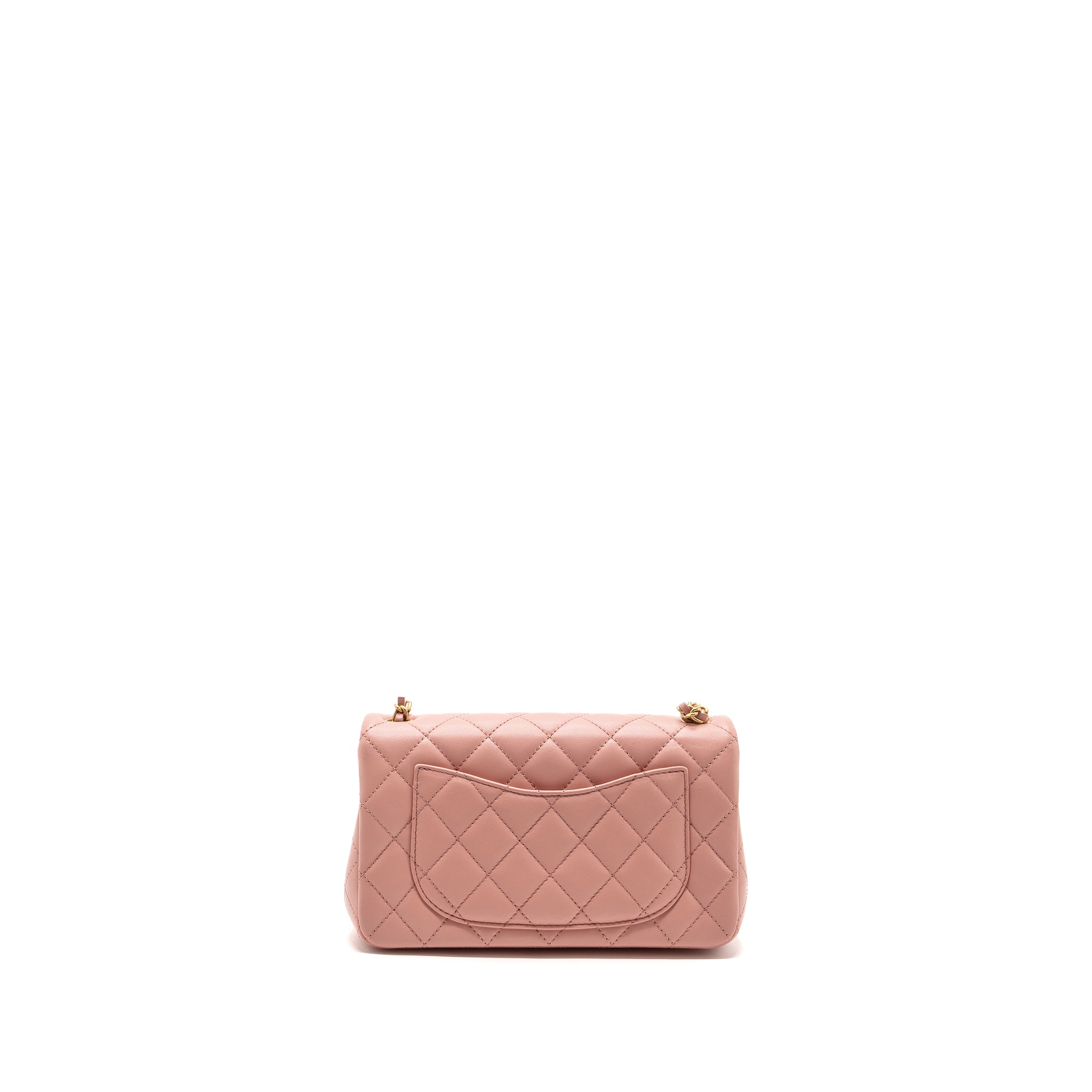 Chanel Pearl Crush mini Rectangular flap bag lambskin pink  (Microchip)