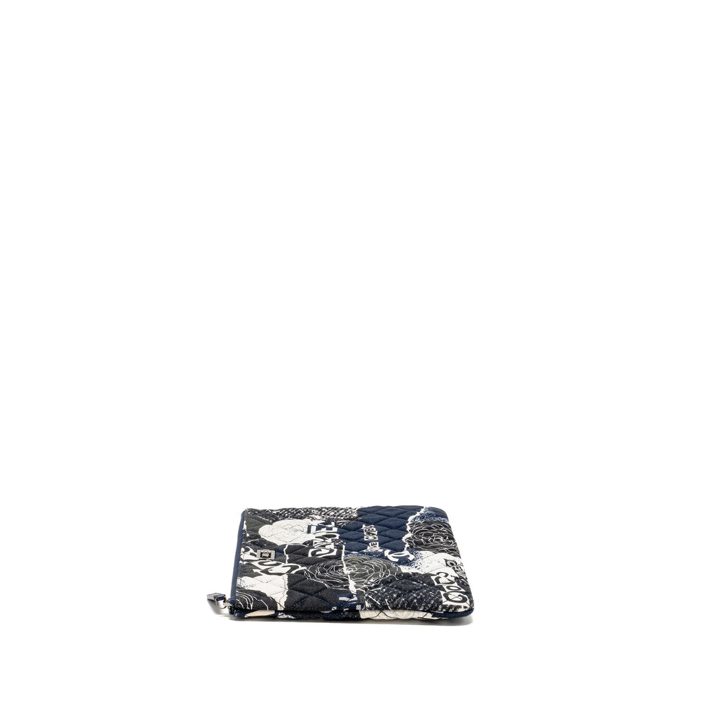 Chanel Coco Printed Medium 2.55 Reissue O-Case Pouch Fabric Black/White Ruthenium