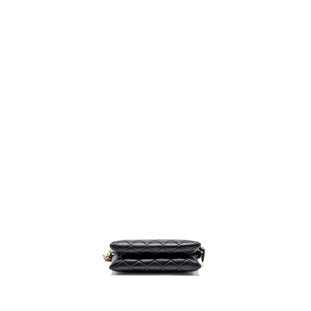 Chanel Coco Charms Quilted Pouch Bag Lambskin Black