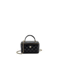Chanel top handle long vanity with chain lambskin black L (microchip)