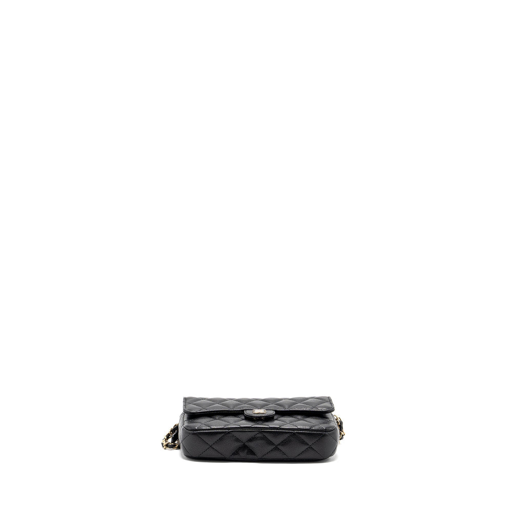 Chanel Double Pocket Wallet On Chain Caviar Black L(Microchip)