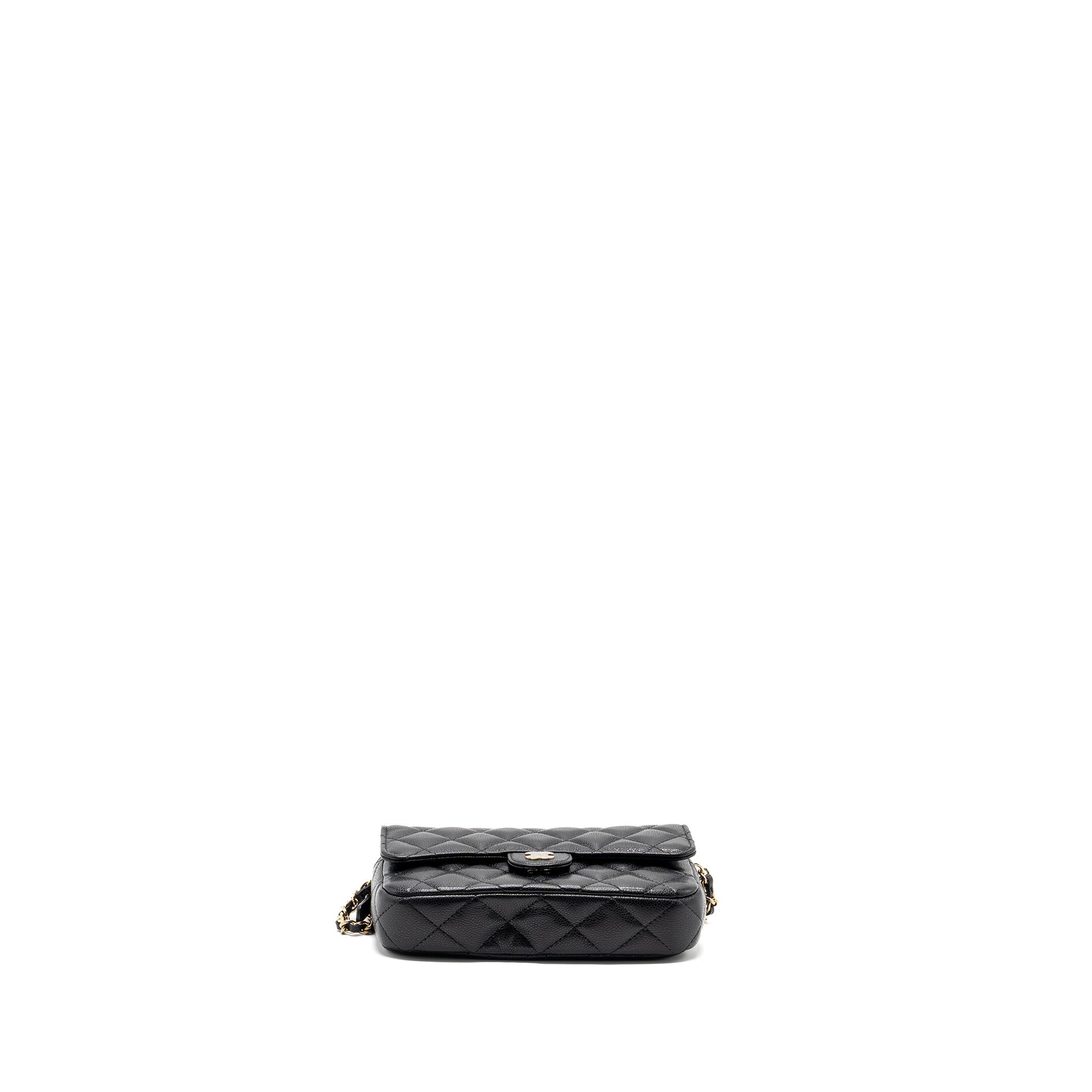 Chanel Double Pocket Wallet On Chain Caviar Black L(Microchip)
