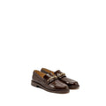 Chanel Size 40 Letter Logo Loafers Patent Calfskin Dark Brown L
