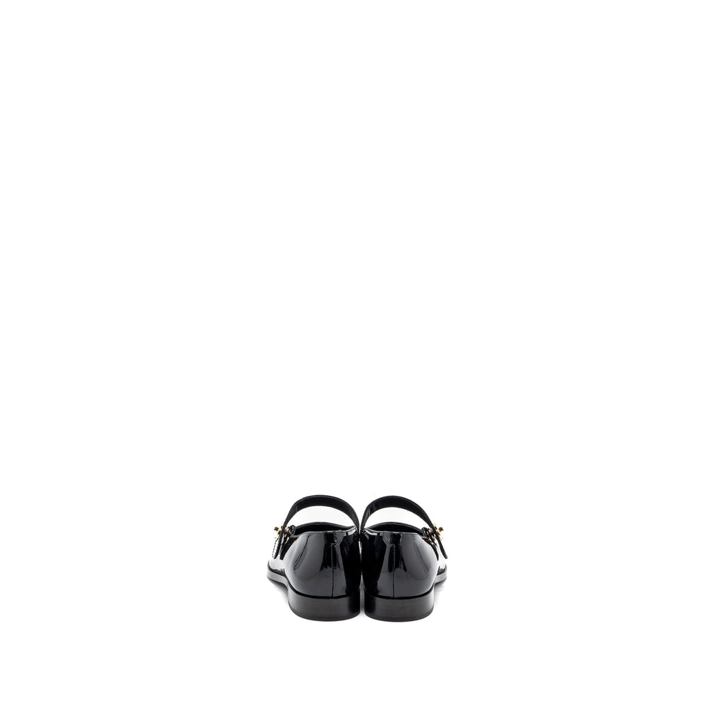 Chanel Size 37.5 Mary Janes Patent Calfskin Black L
