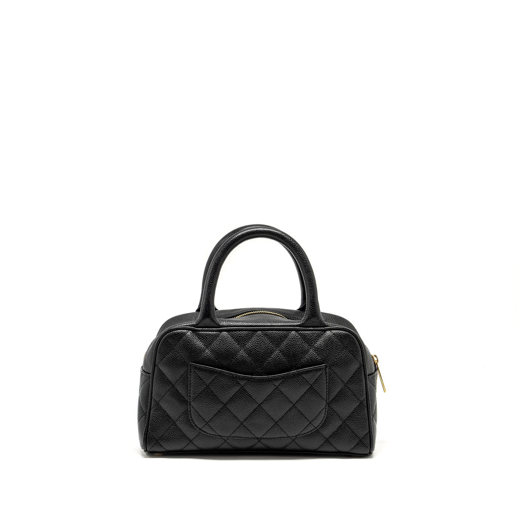 Chanel Vintage Quilted CC Logo Bowling Bag Caviar Black