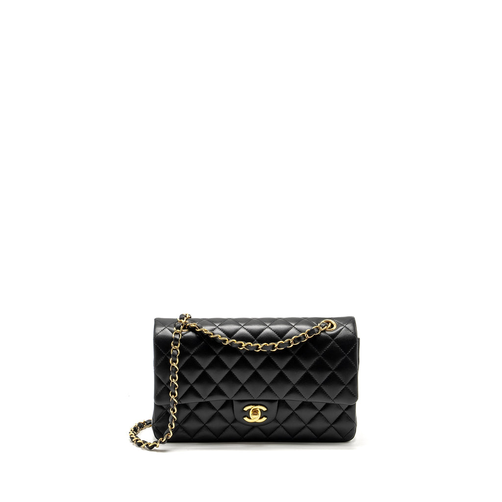 Chanel Medium Classic Double Flap Bag Lambskin Black  (microchip)