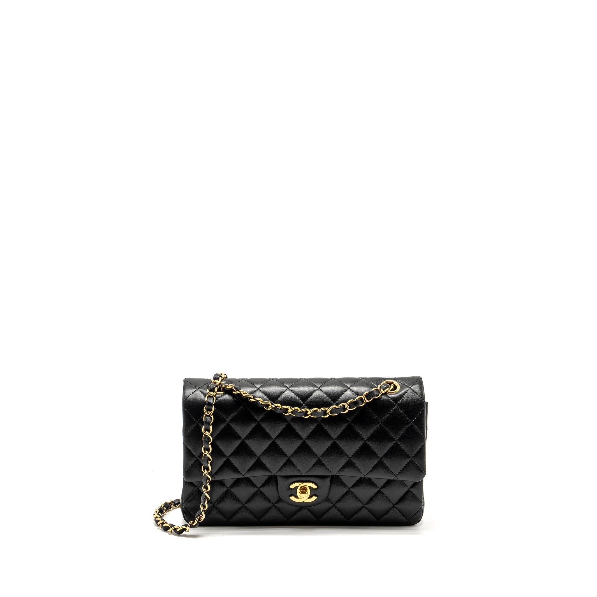 Chanel Medium Classic Double Flap Bag Lambskin Black  (microchip)