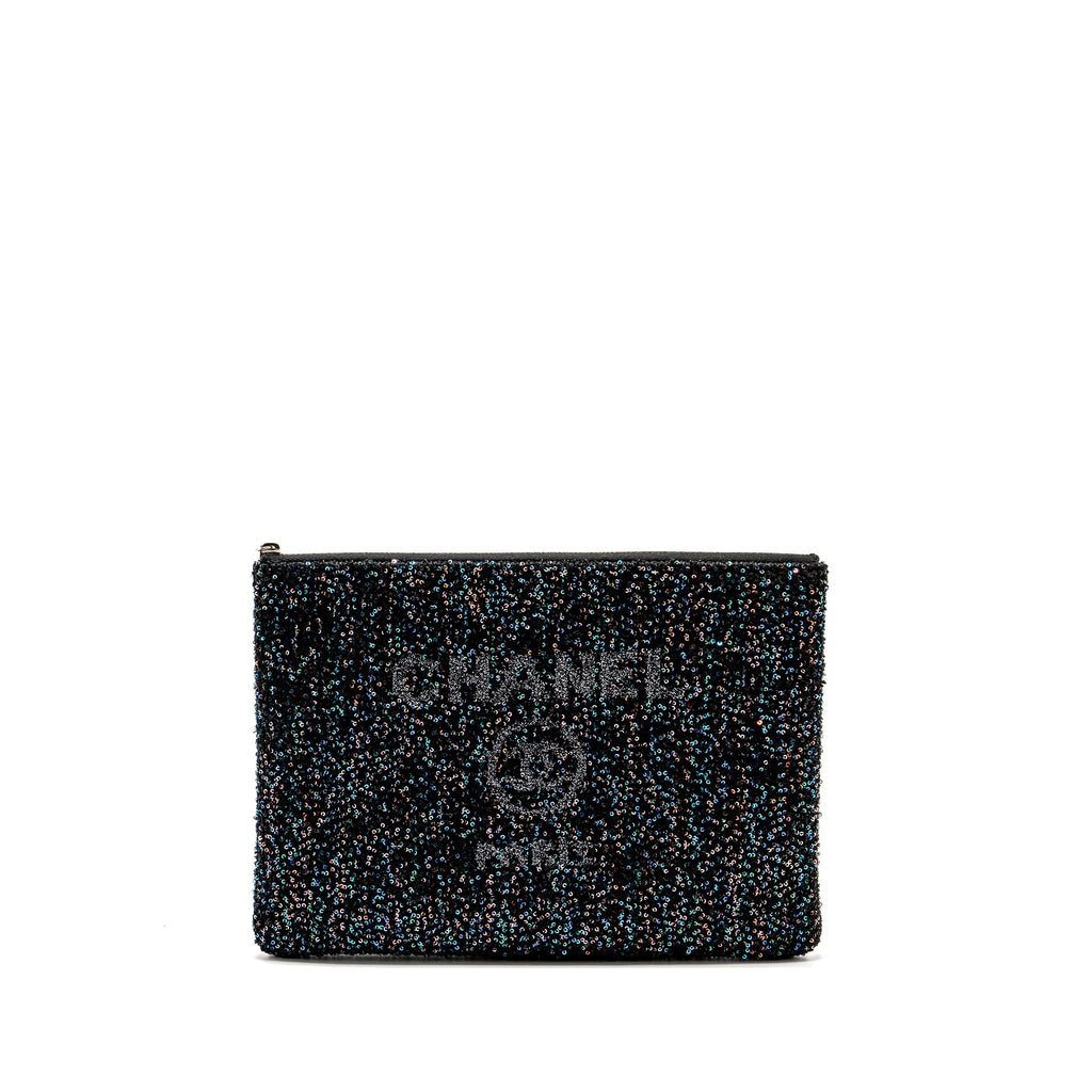 Chanel 20A Deauville Pouch Sequins/Calfskin Black/Multicolour