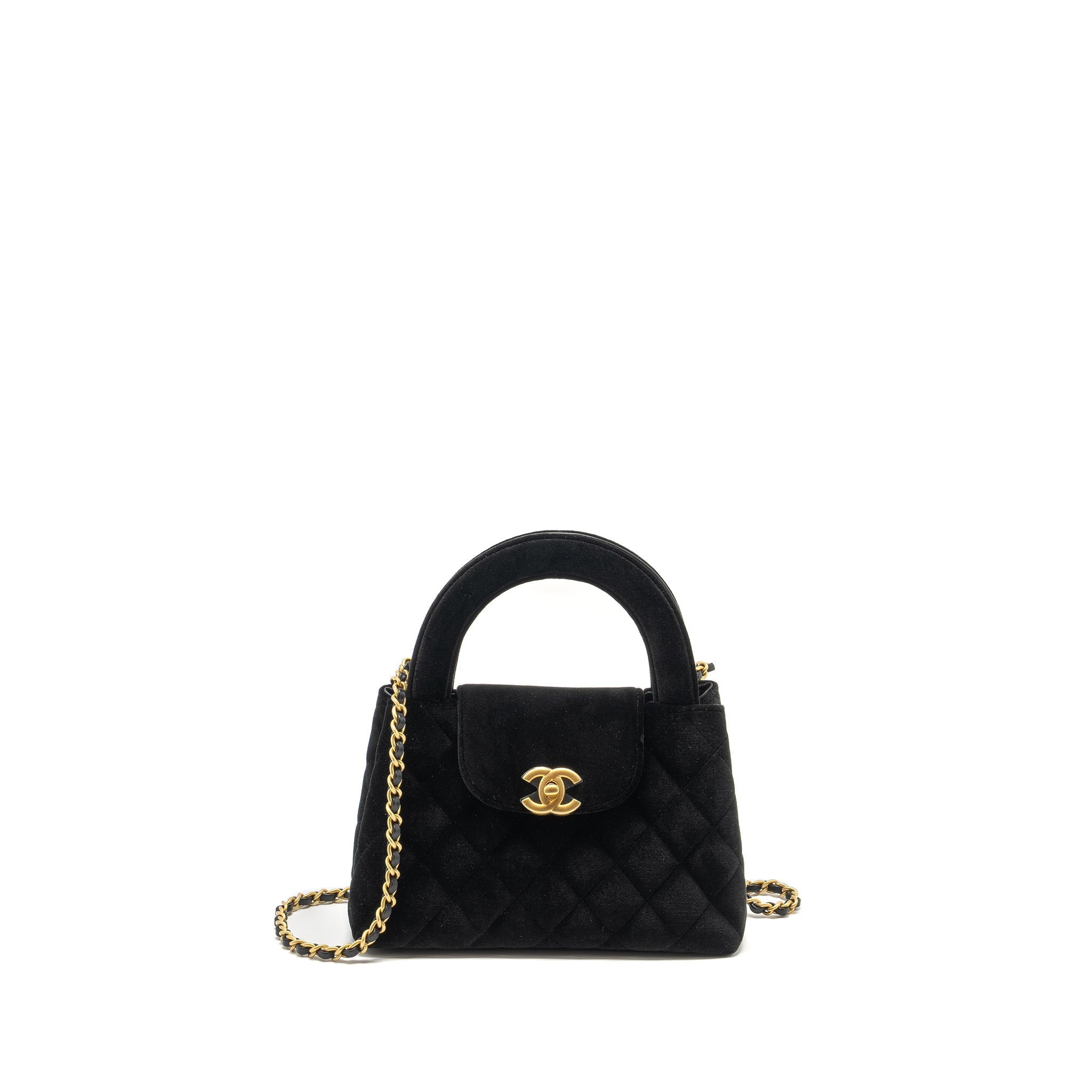 Chanel 24a Mini Shopping Tote/Mini Kelly Velvet Black  (microchip)