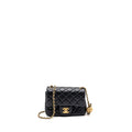 chanel pearl crush mini square flap bag lambskin black  (microchip)