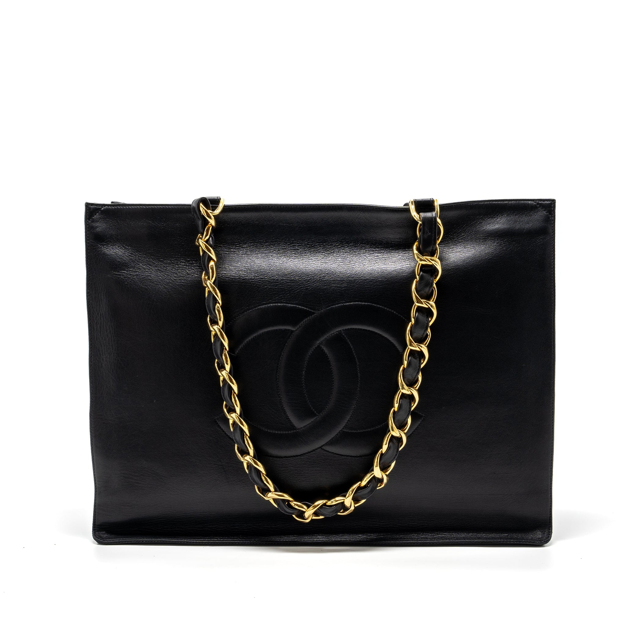 Chanel Vintage Tote Bag Calfskin Black