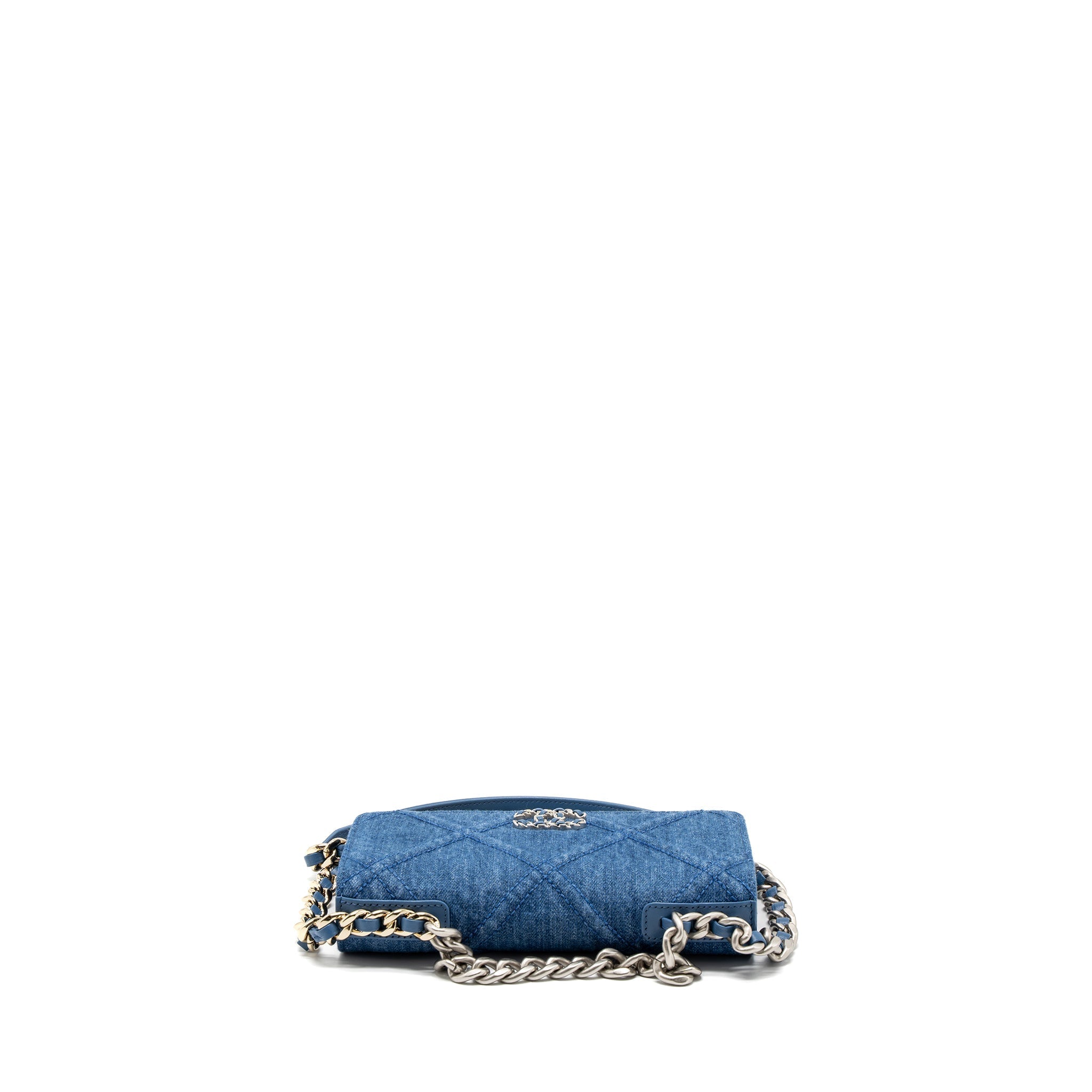 Chanel 19 Wallet On Chain Denim Blue Multicolor Hardware (Microchip)