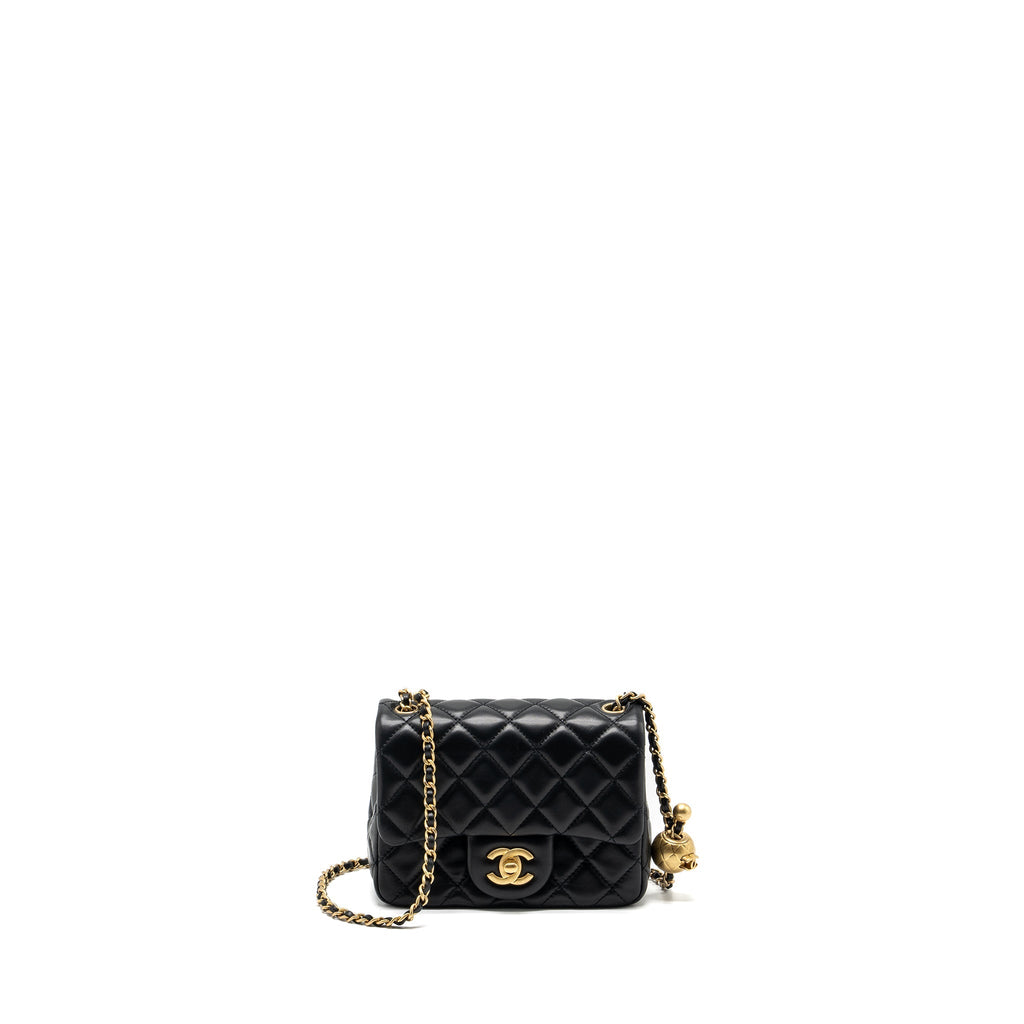 Chanel Pearl Crush Mini Square Lambskin Black  (Microchip)