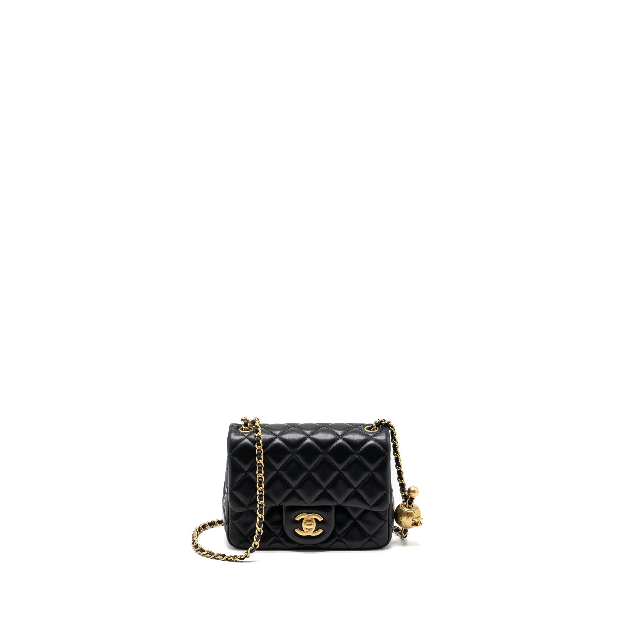 Chanel Pearl Crush Mini Square Lambskin Black  (Microchip)