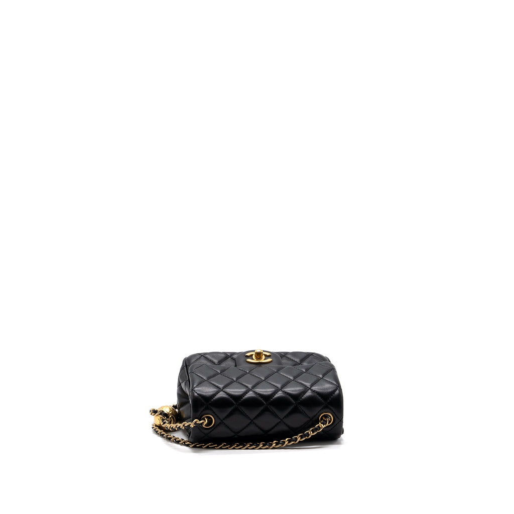 Chanel Pearl Crush Mini Square Flap Bag Lambskin Black (Microchip)