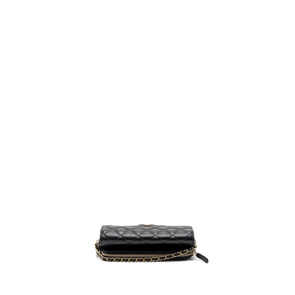 Chanel Double Pocket Wallet On Chain Caviar Black L(Microchip)
