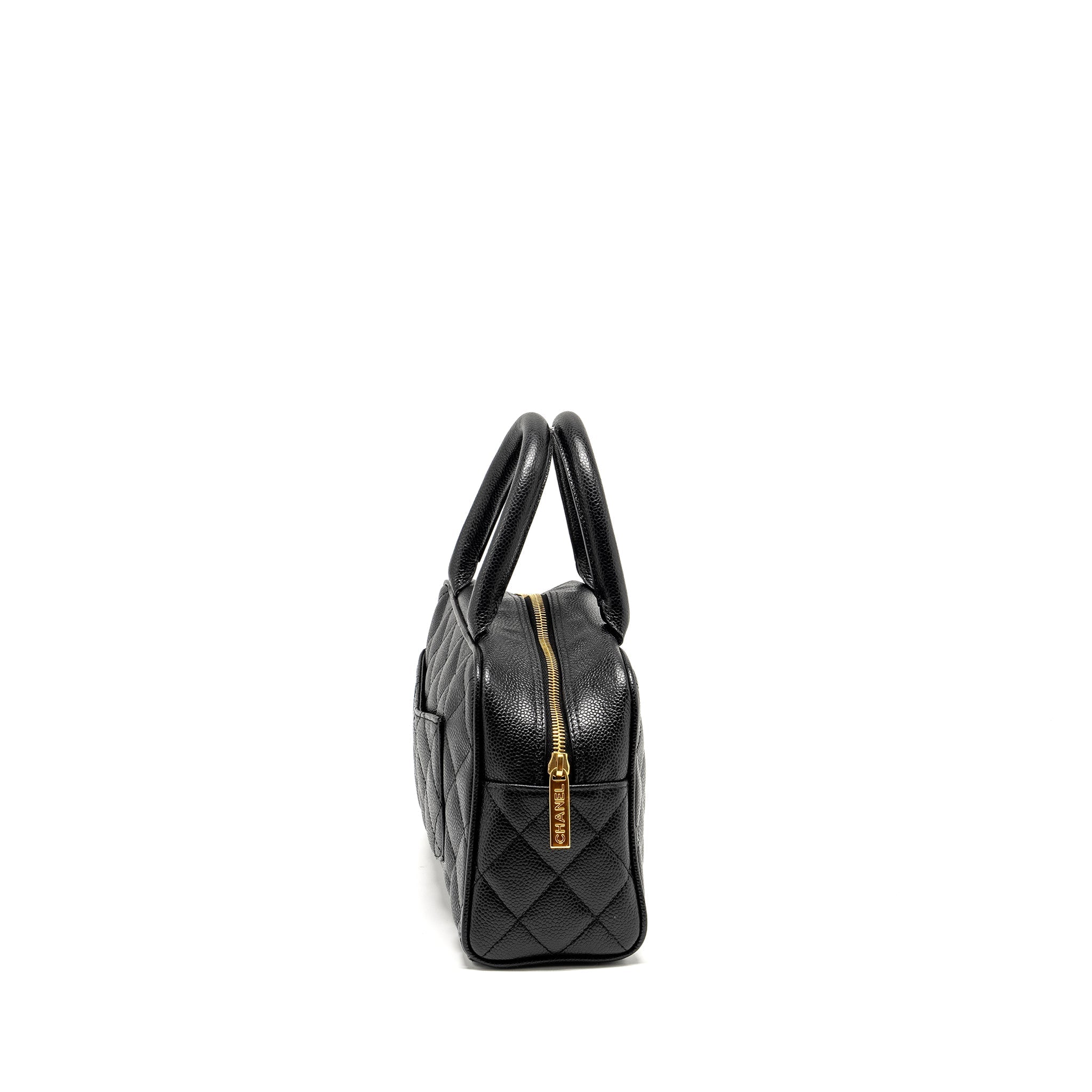 Chanel Vintage Quilted CC Logo Bowling Bag Caviar Black