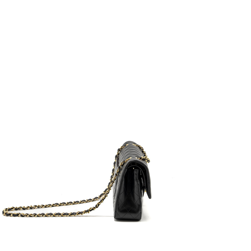Chanel Medium Classic Double Flap Bag Lambskin Black  (microchip)