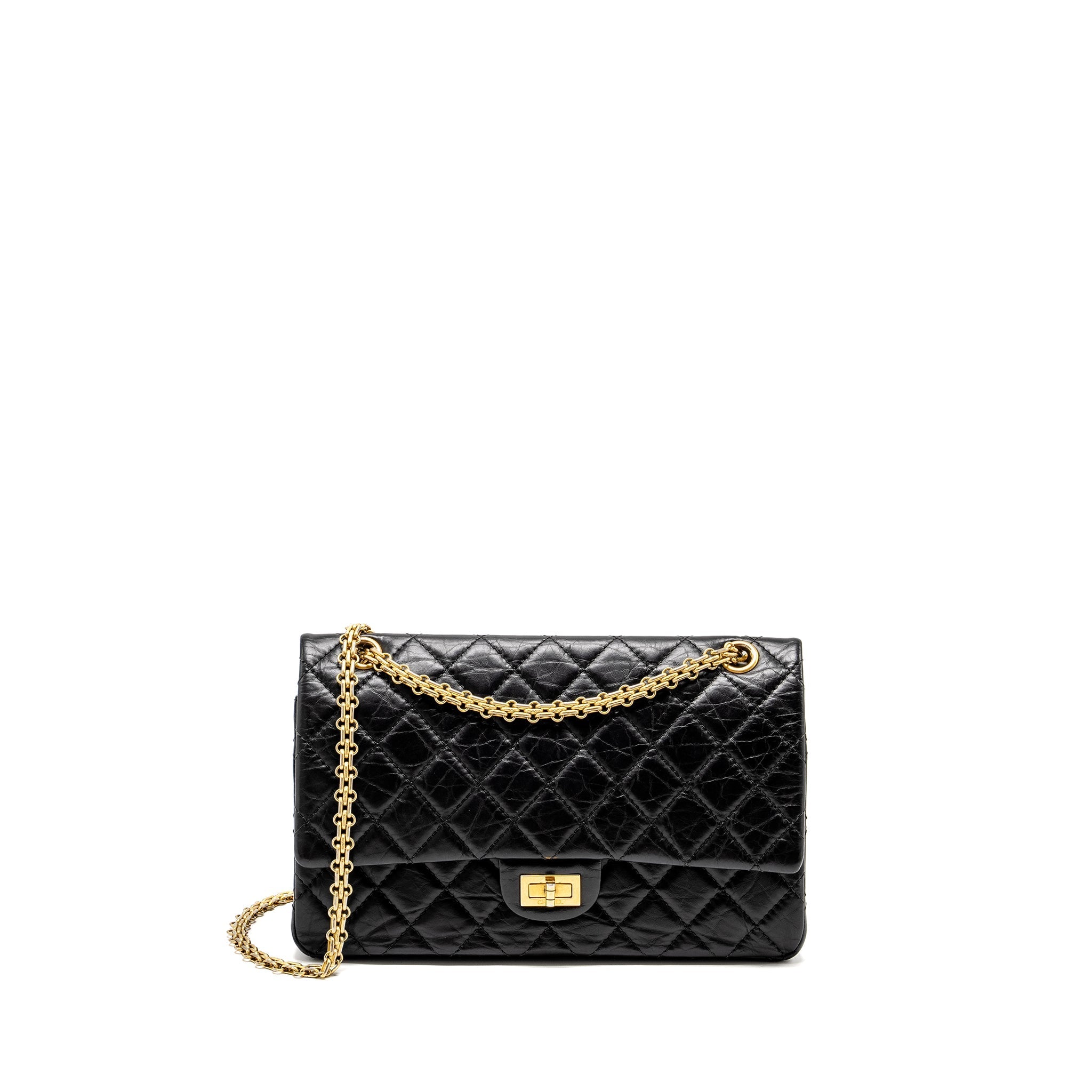 Chanel Large 2.55 226 Reissue Double Flap Bag Aged Calfskin Black