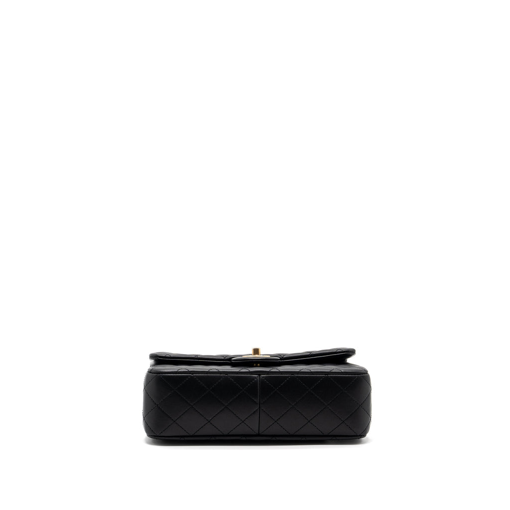 Chanel 23s camellia chain flap bag lambskin black  (Mircochip)