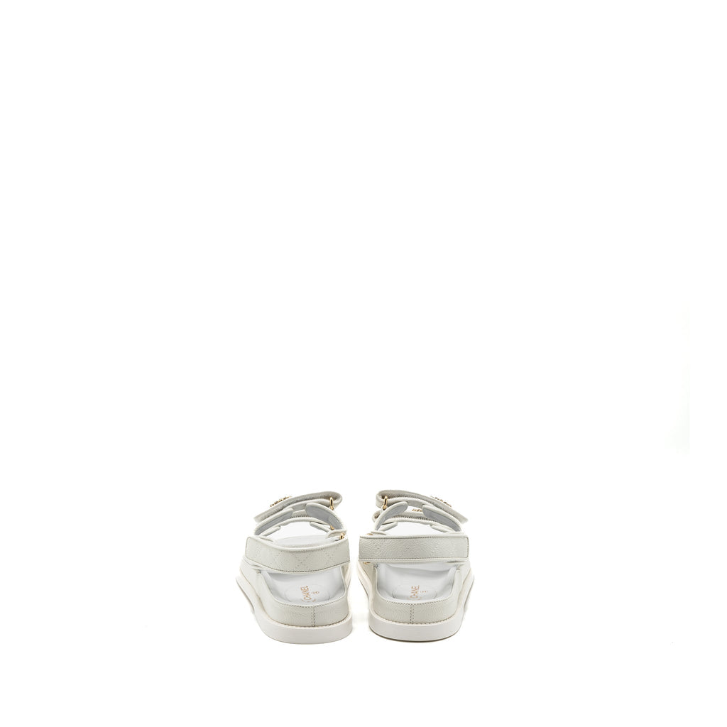 Chanel Size 38 Dad Sandals Caviar White L