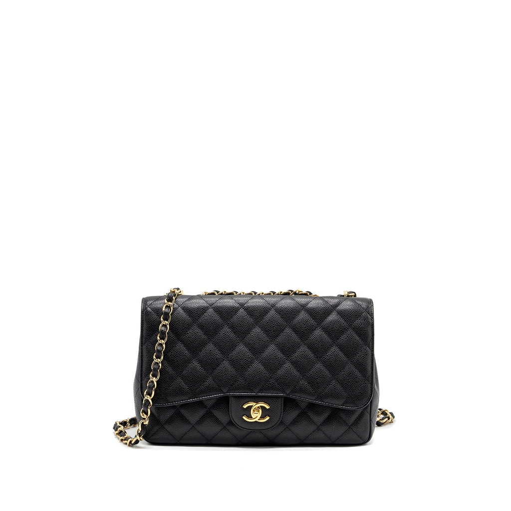Chanel classic jumbo single flap bag caviar black
