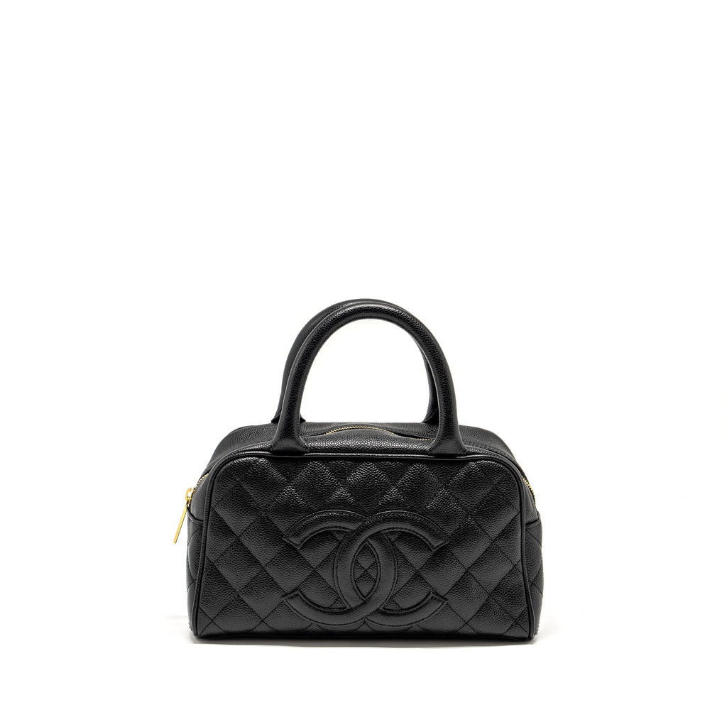 Chanel Vintage Quilted CC Logo Bowling Bag Caviar Black
