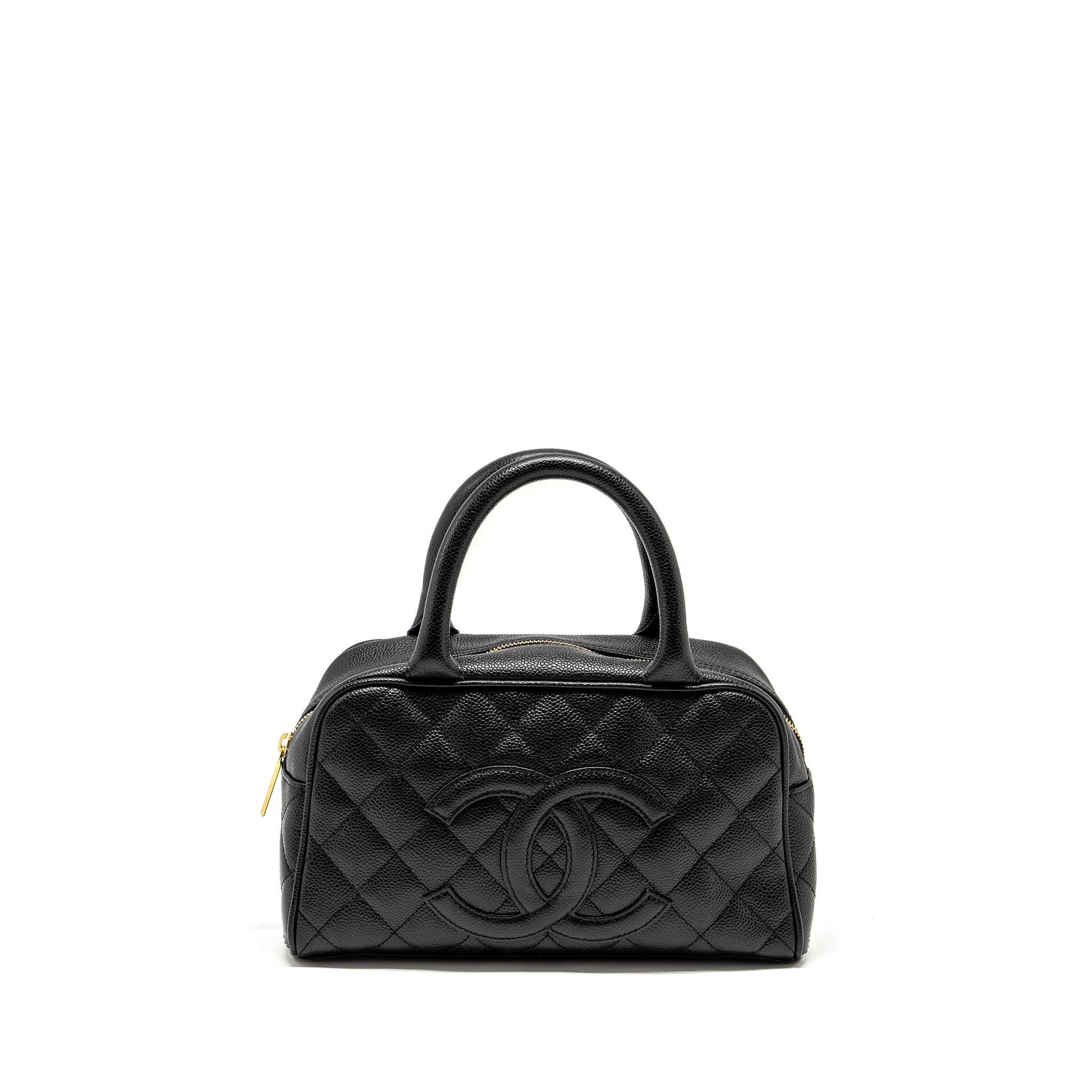 Chanel Vintage Quilted CC Logo Bowling Bag Caviar Black