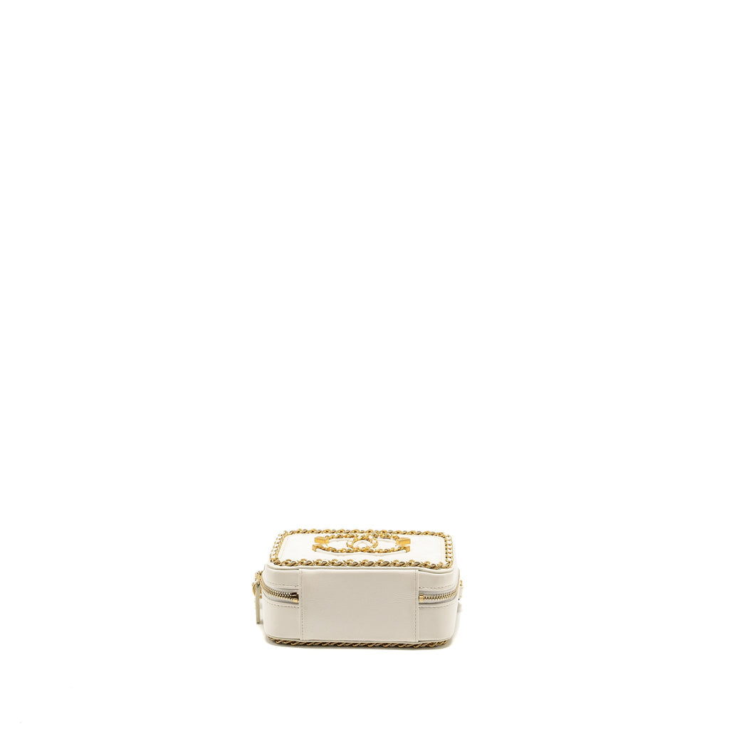 Chanel Mini Vanity Clutch with Chain Lambskin White