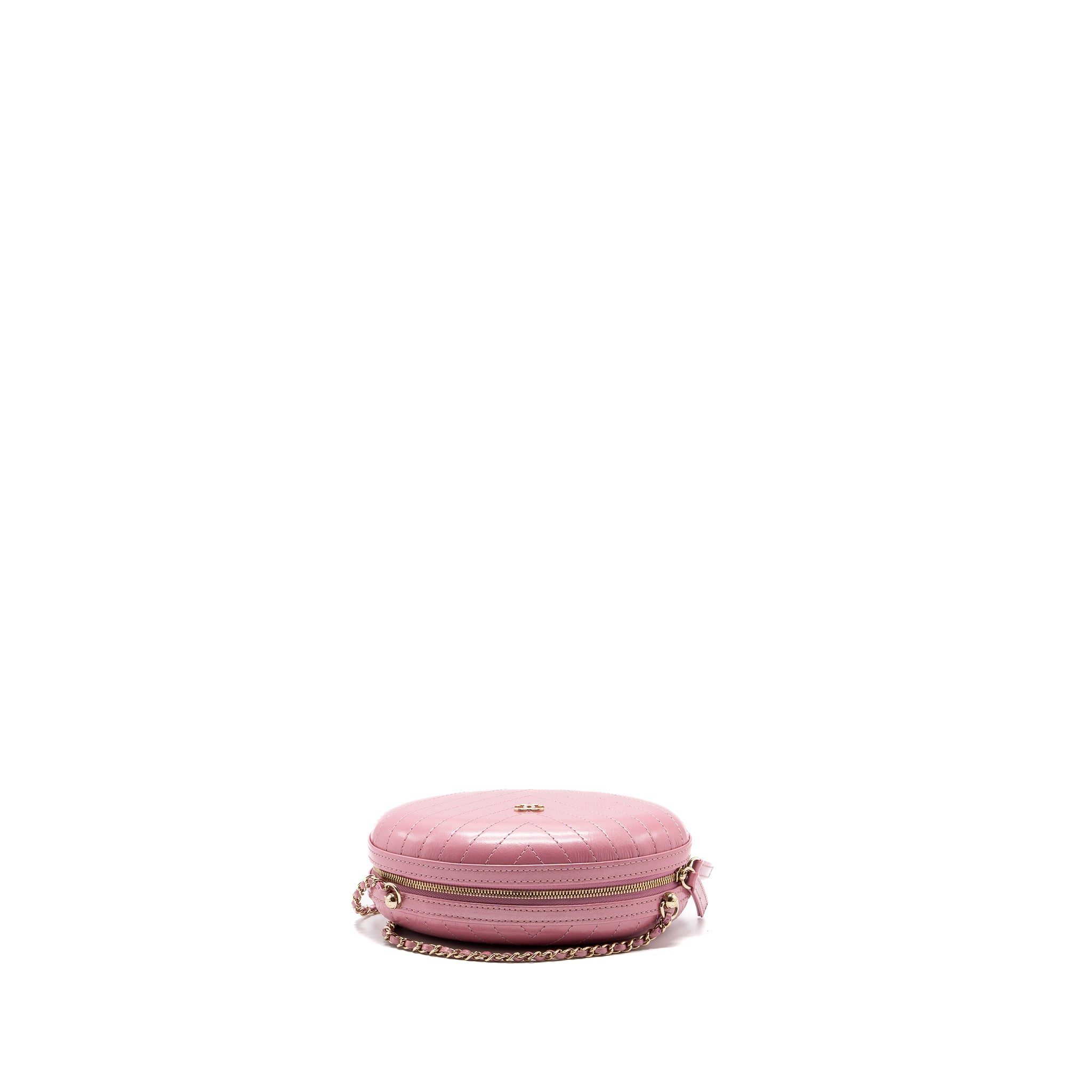 Chanel Oval Chevron Bag Lambskin Pink L