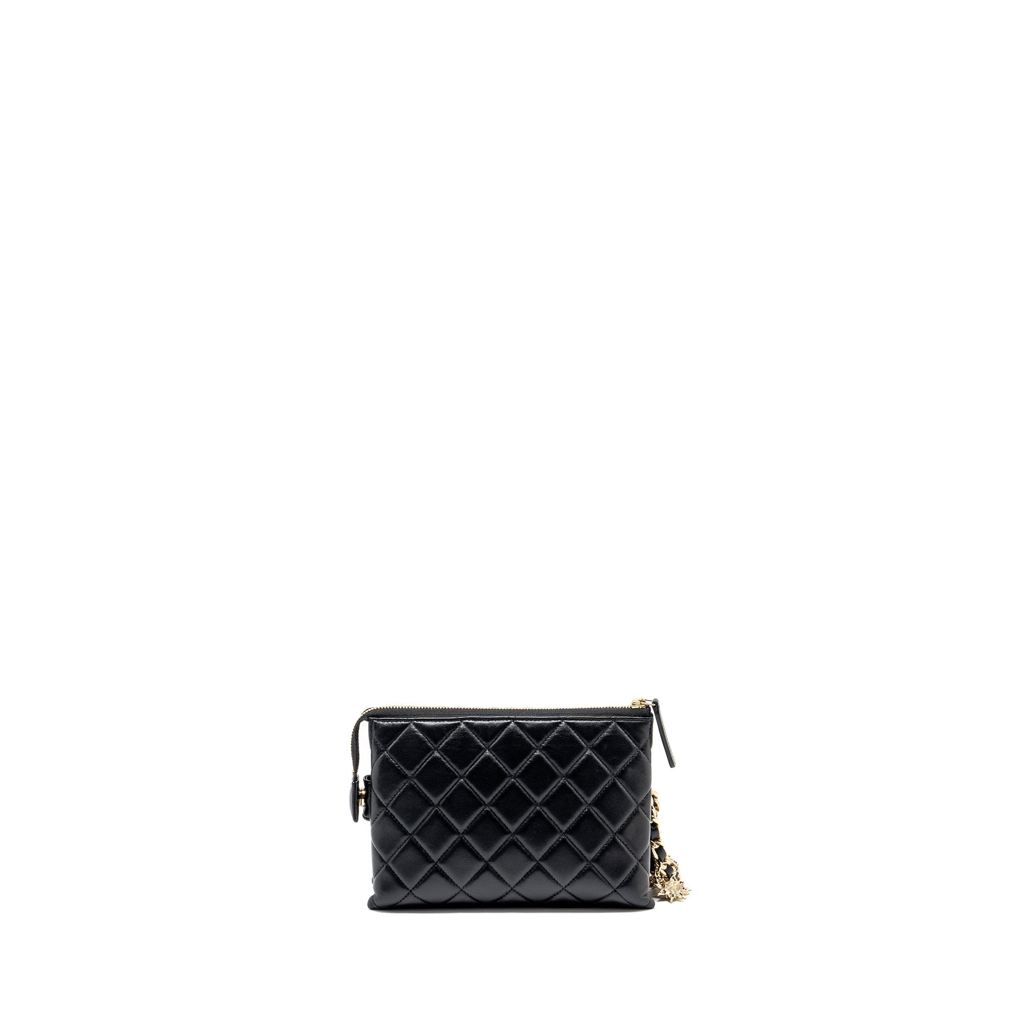 Chanel Coco Charms Quilted Pouch Bag Lambskin Black