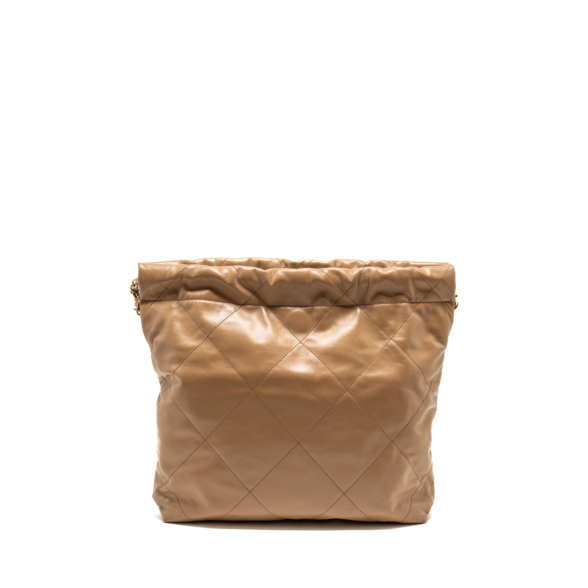 Chanel Small 22 Bag Shiny Calfskin Dark Beige  (microchip)