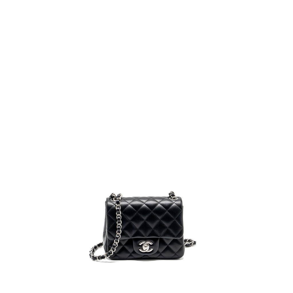 Chanel Mini Square Flap Bag Lambskin Black  (Microchip)