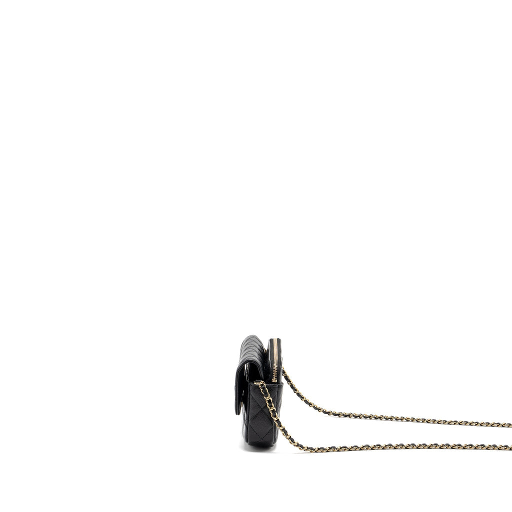 Chanel Double Pocket Wallet On Chain Caviar Black L(Microchip)