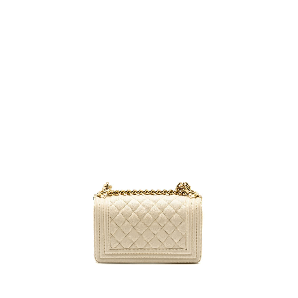 Chanel Small Boy Bag Caviar White L