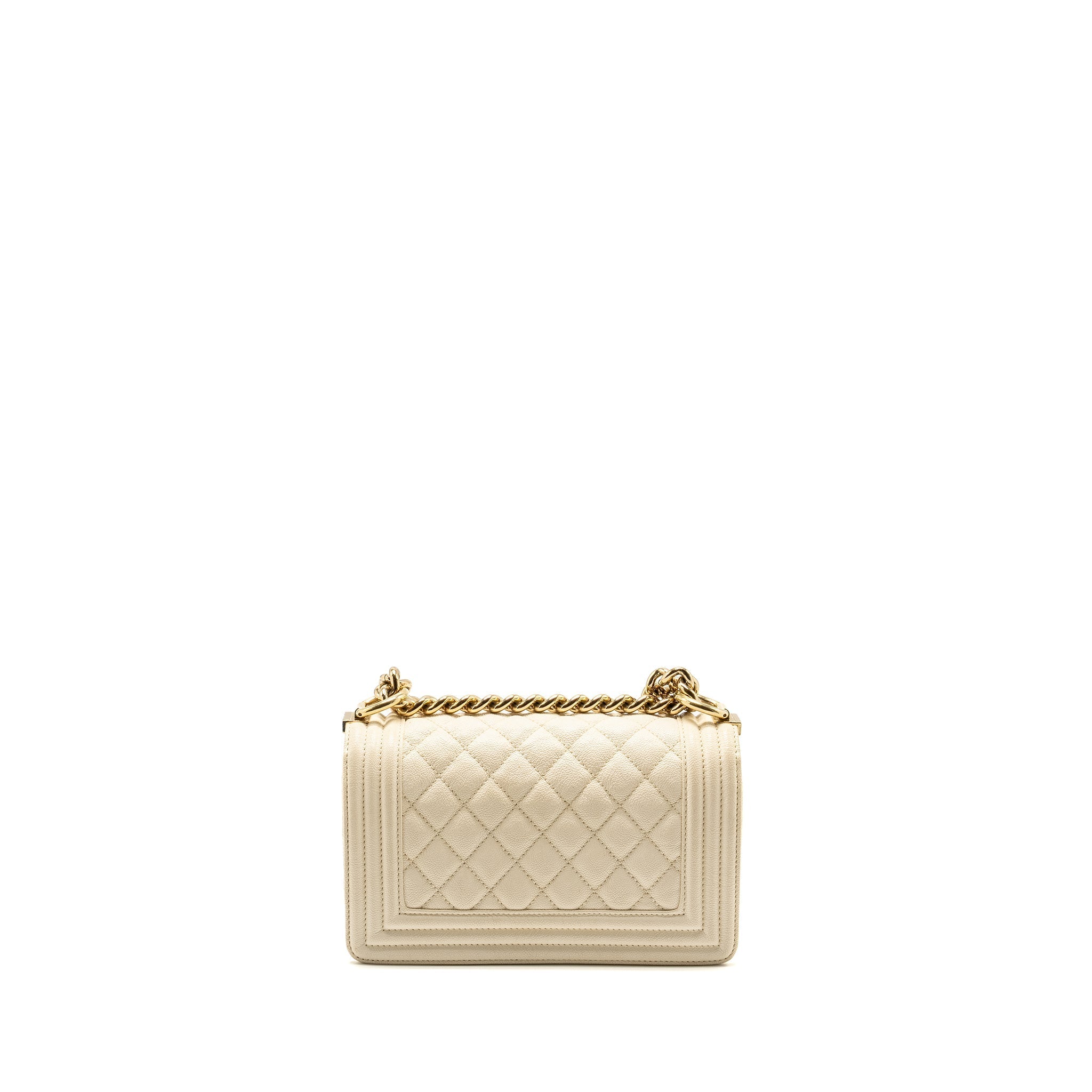 Chanel Small Boy Bag Caviar White L