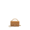 Chanel Top Handle Mini Flap Bag Lambskin Caramel L (Microchip)