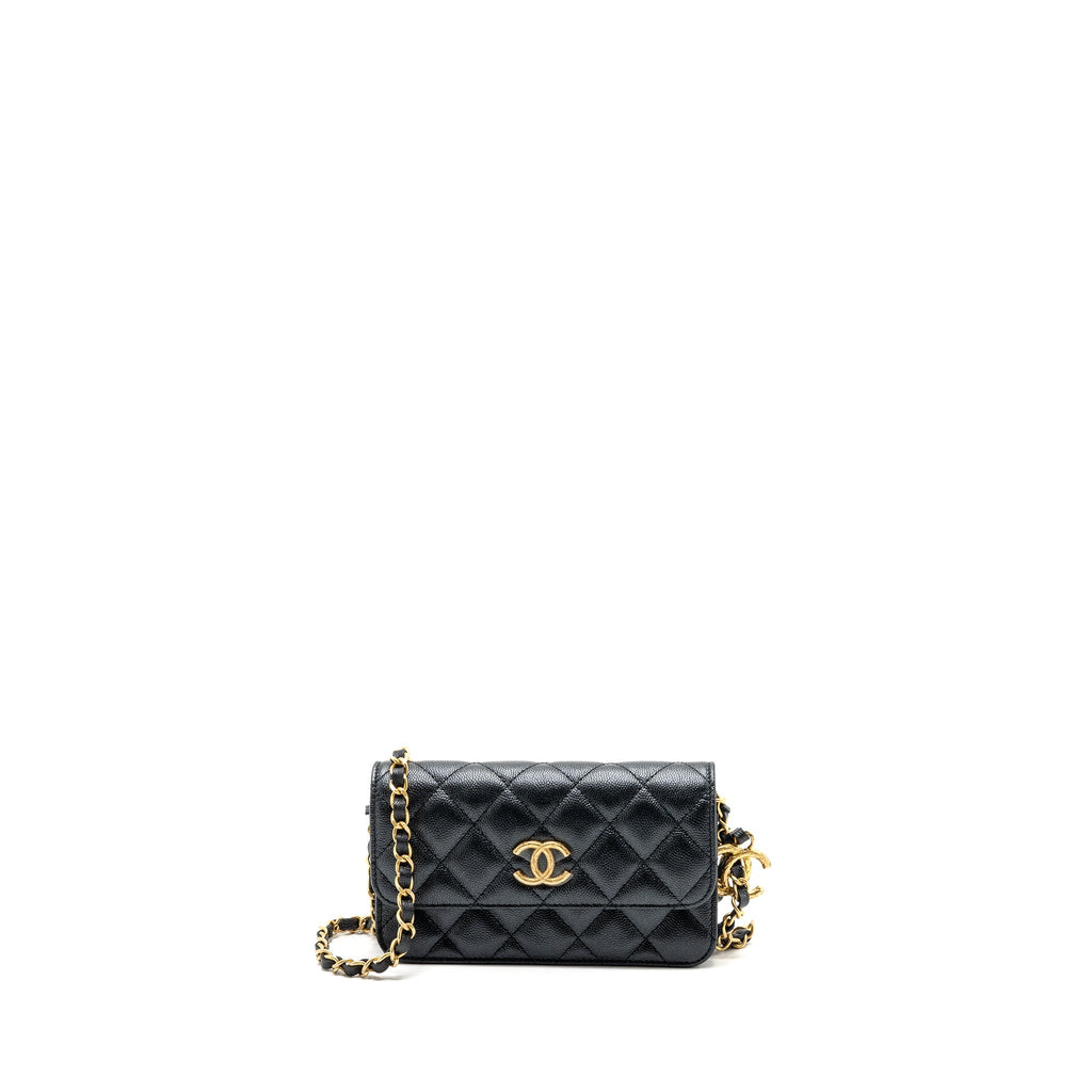 Chanel Mini Flap Bag With Adjustable Chains Caviar Black (microchip)