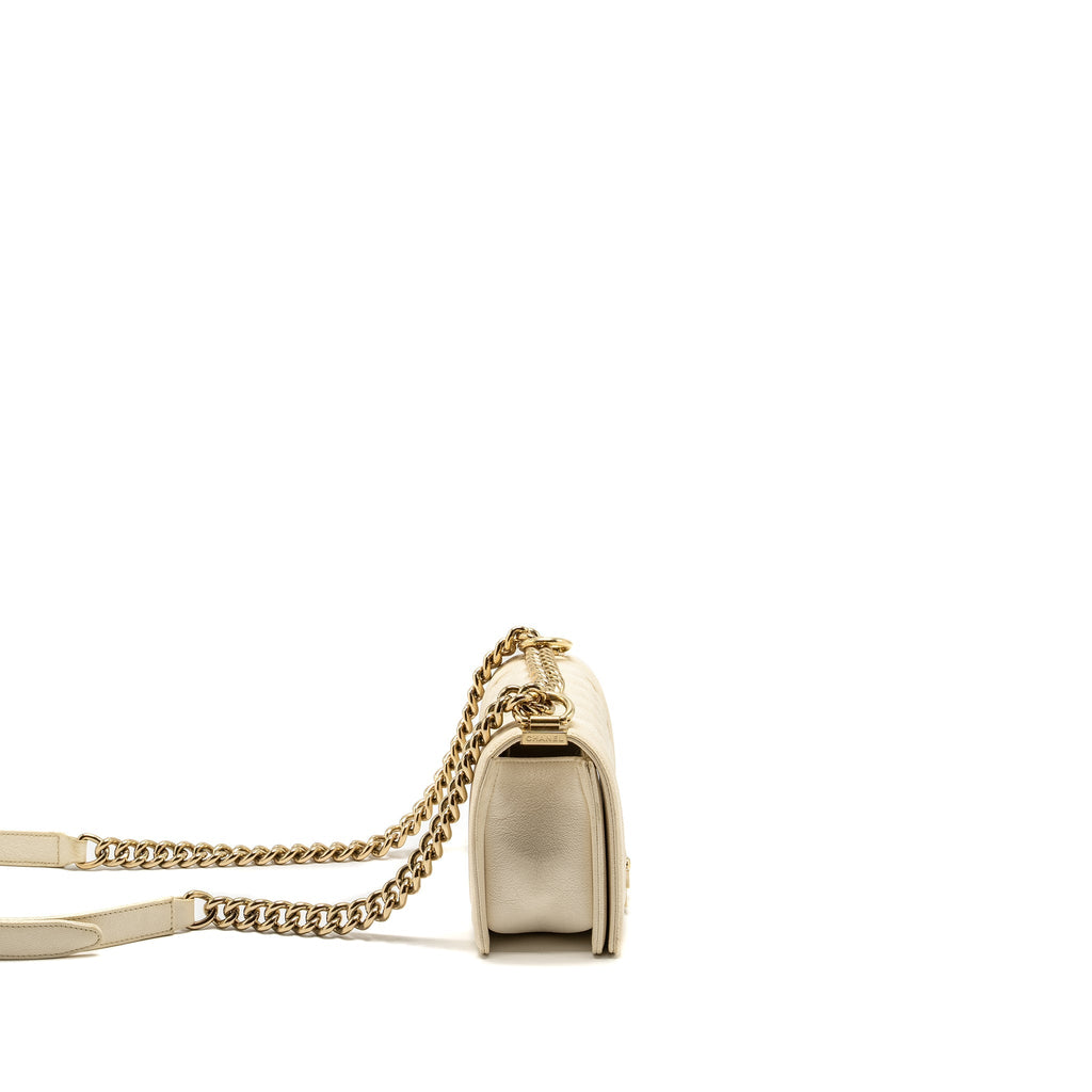 Chanel Small Boy Bag Caviar White L