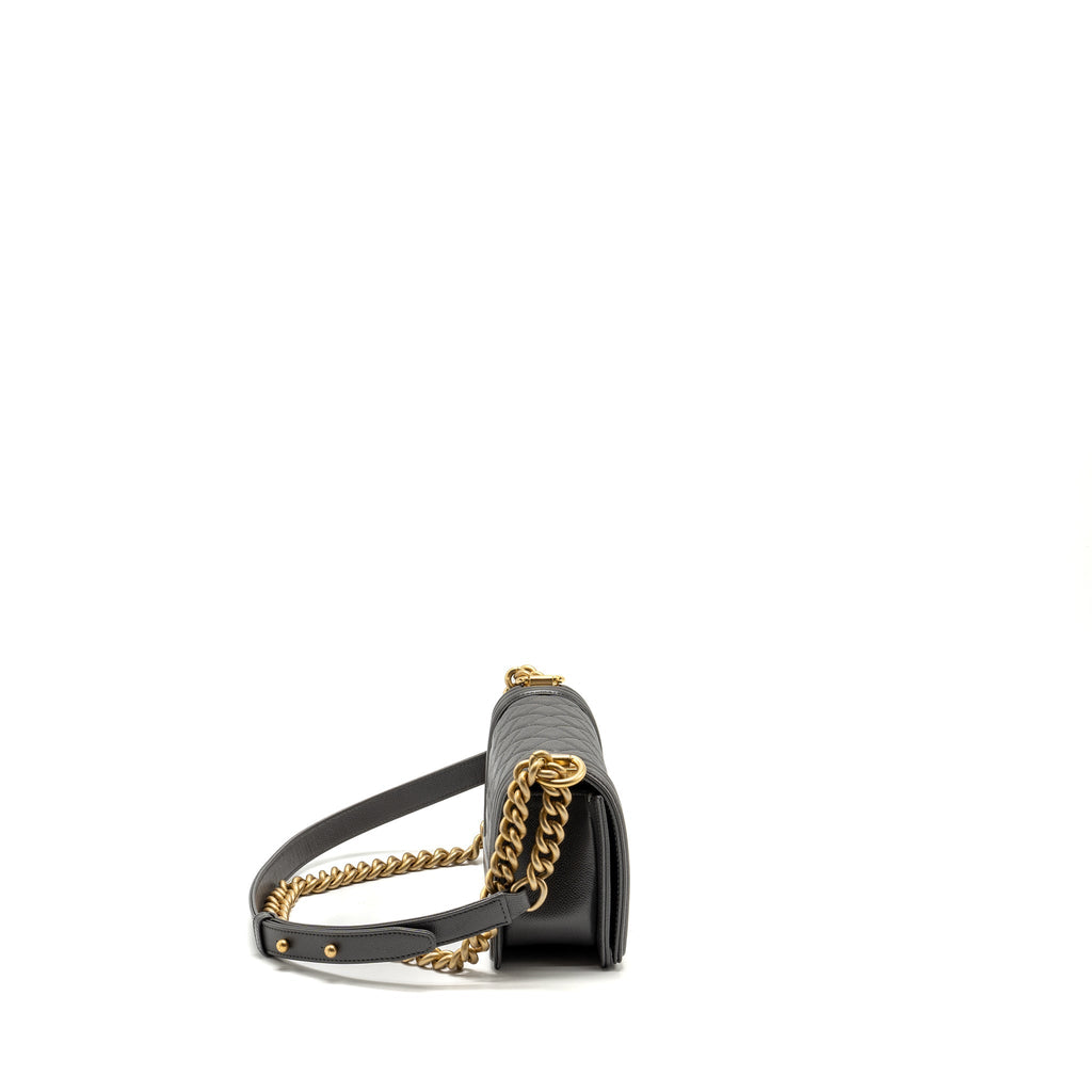 Chanel Small Boy Bag Caviar Dark Grey  (microchip)