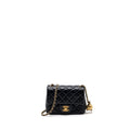 Chanel Pearl Crush Mini Square Flap Bag Lambskin Black (Microchip)