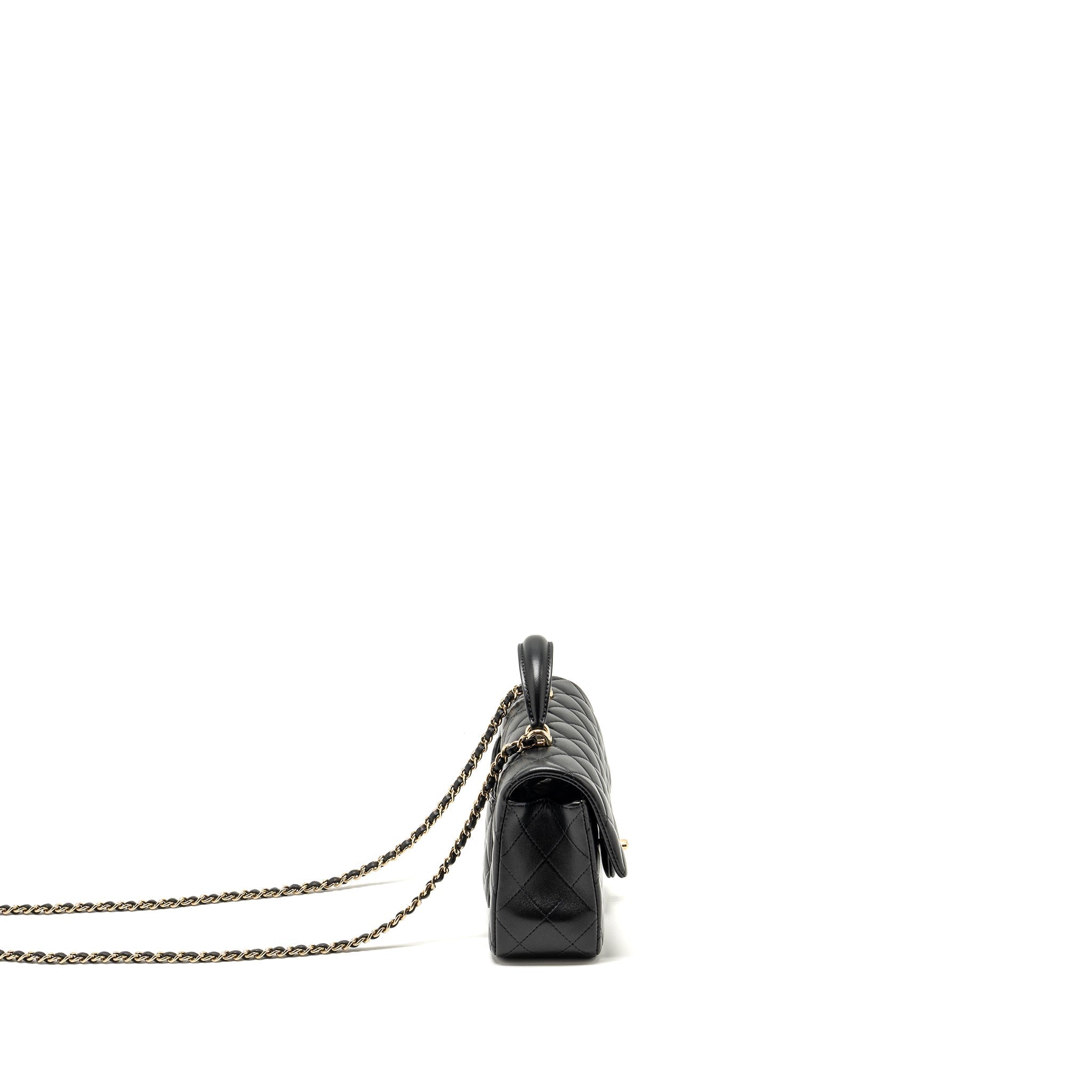 Chanel Top Handle Mini Rectangular Flap bag Lambskin Black L (microchip)