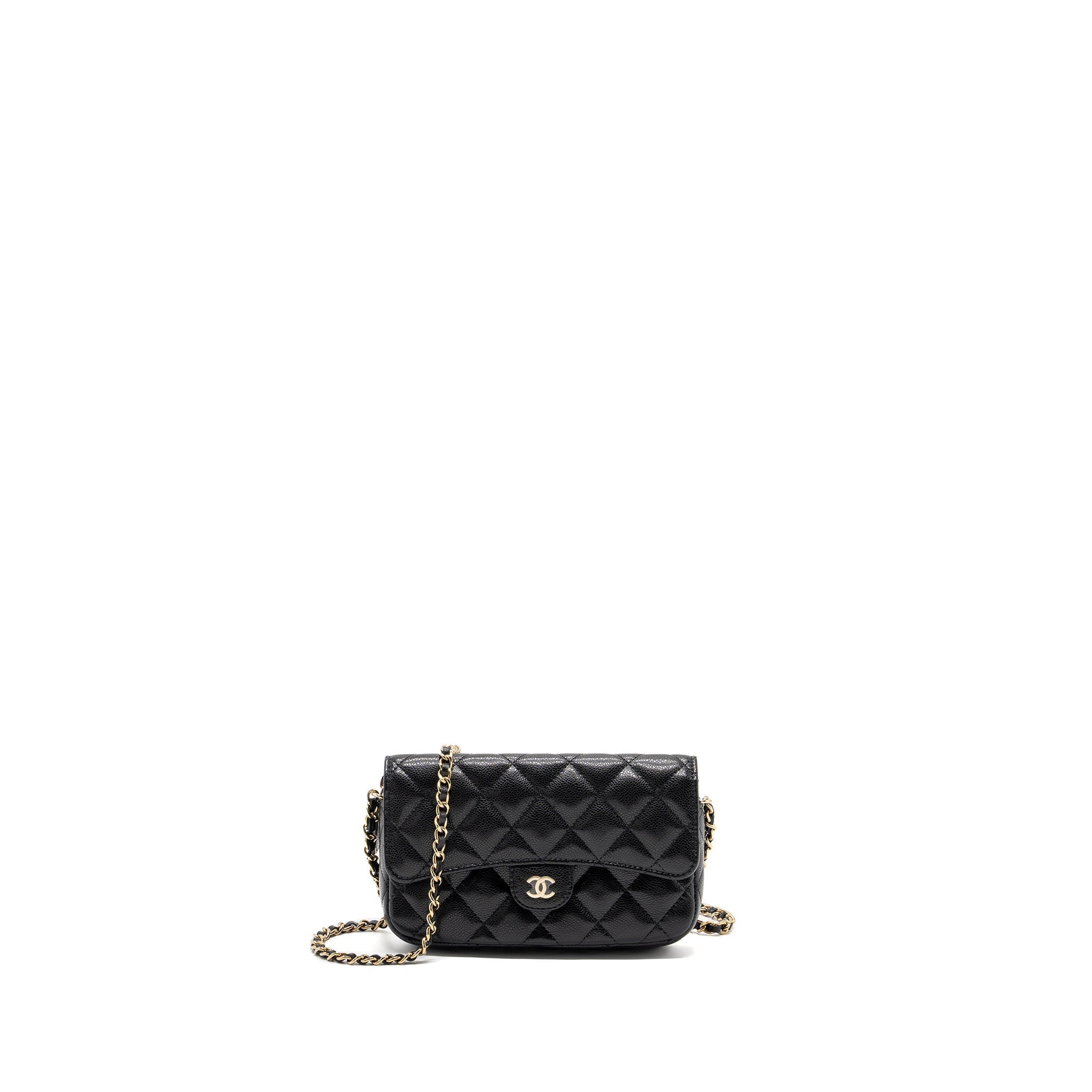 Chanel Double Pocket Wallet On Chain Caviar Black L(Microchip)