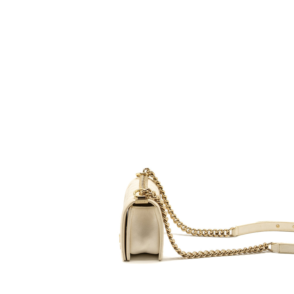 Chanel Small Boy Bag Caviar White L