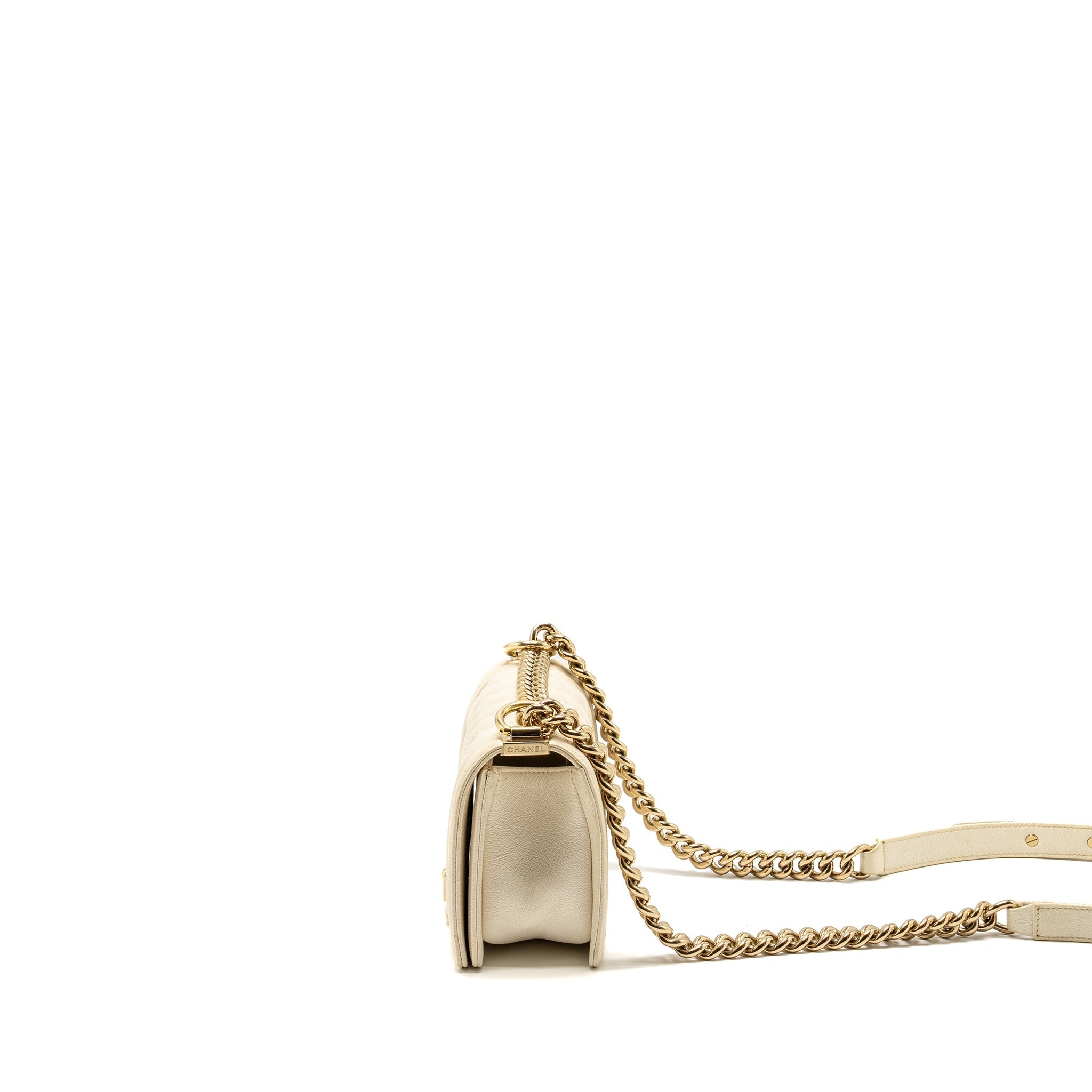 Chanel Small Boy Bag Caviar White L