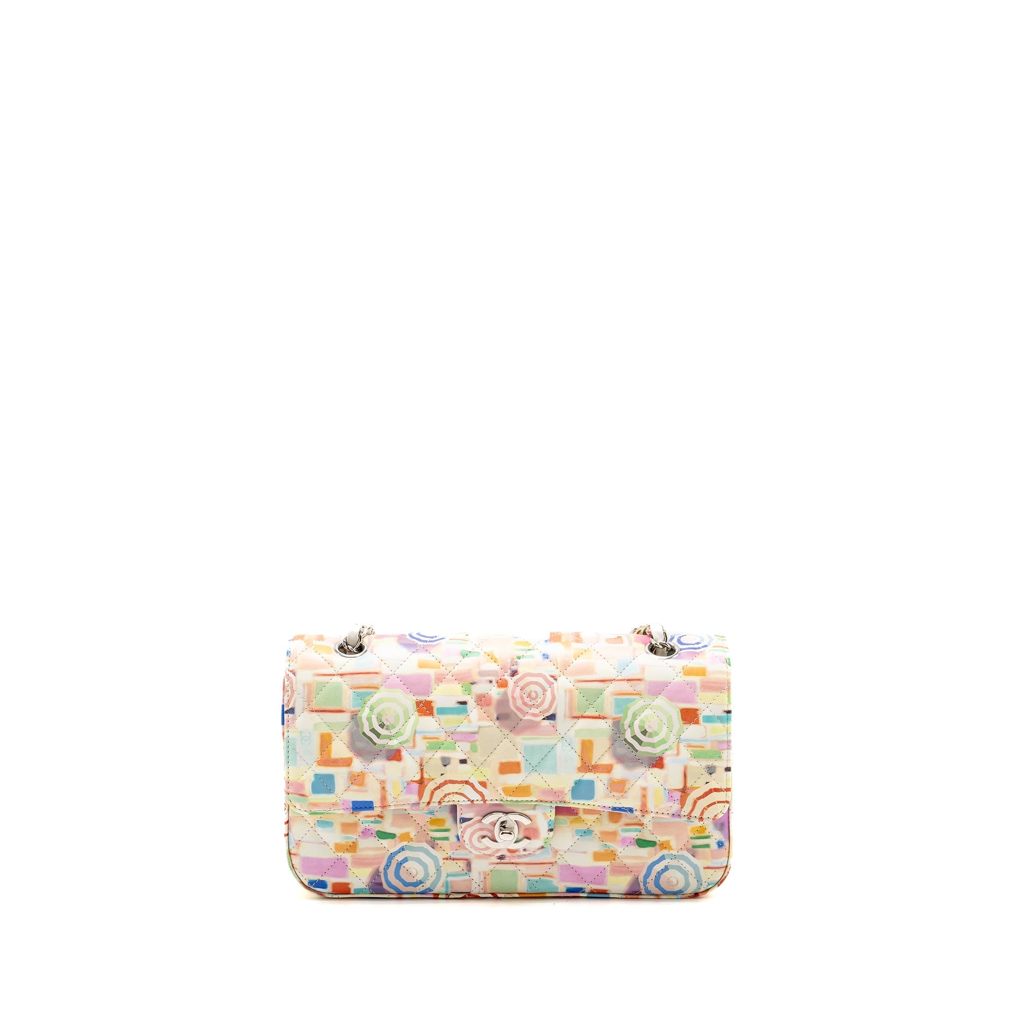 Chanel Medium Double Flap Bag Umbrella Rainbow Print Calfskin Multicolour