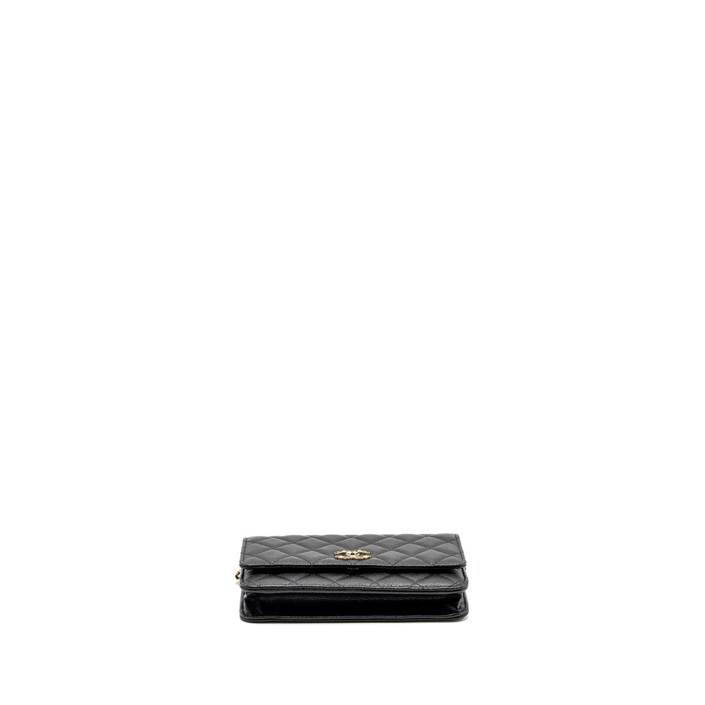 Chanel Detailed CC Logo Wallet on Chain Caviar Black L (Microchip)