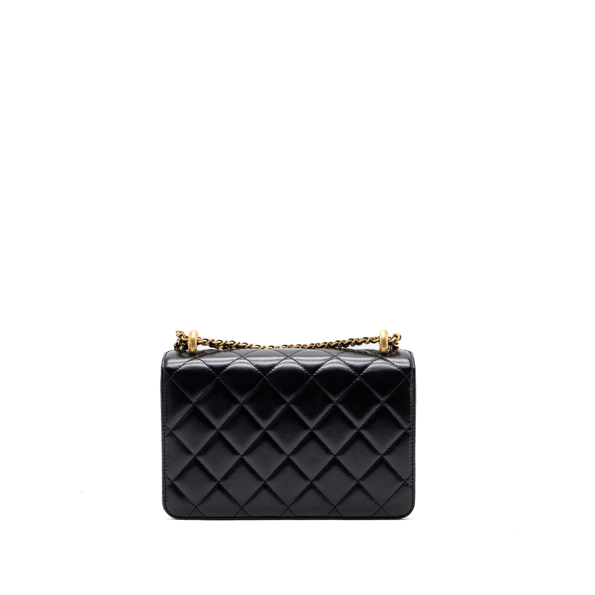Chanel 24C gold crush flap bag calfskin black  (microchip)
