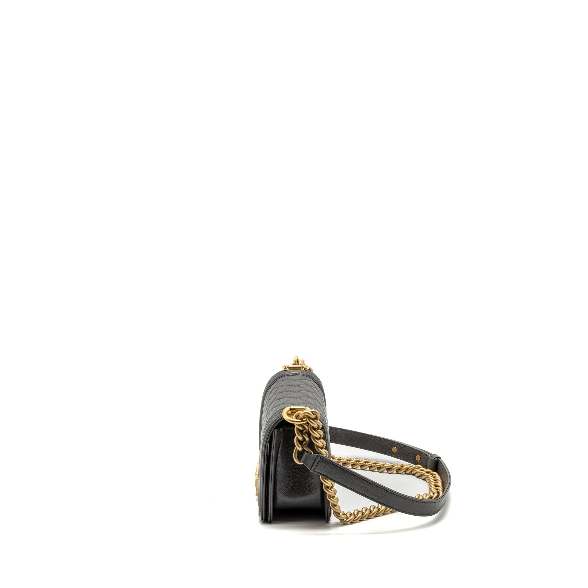 Chanel Small Boy Bag Caviar Dark Grey  (microchip)